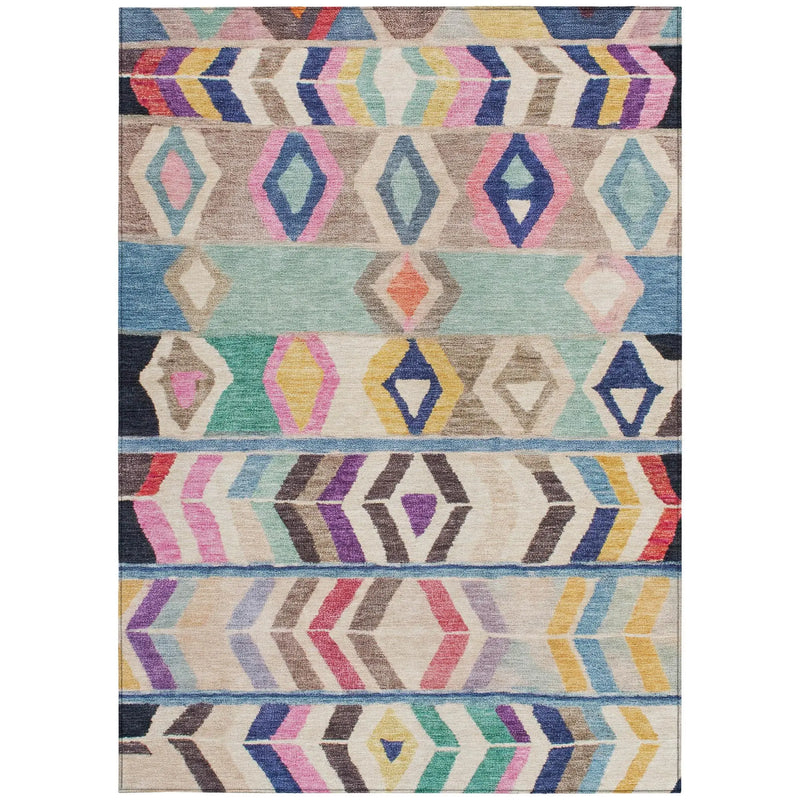 8' X 10' Pink And Blue Tribal Washable Indoor Outdoor Area Rug Homeroots Outdoor