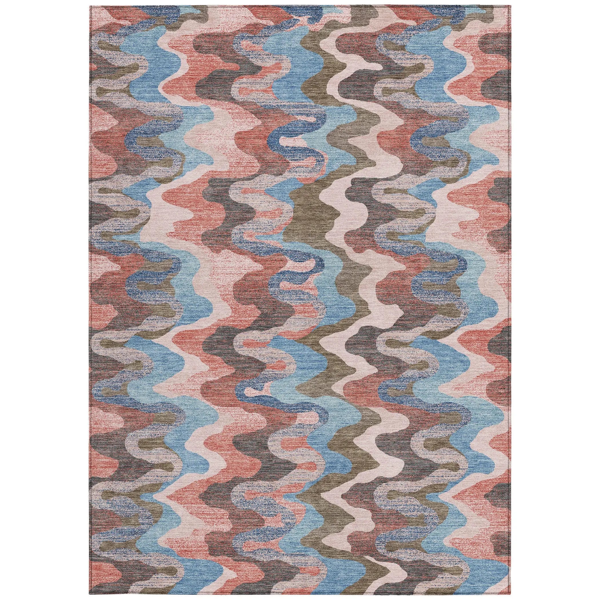 8' X 10' Pink And Coral Abstract Washable Indoor Outdoor Area Rug Homeroots Outdoor