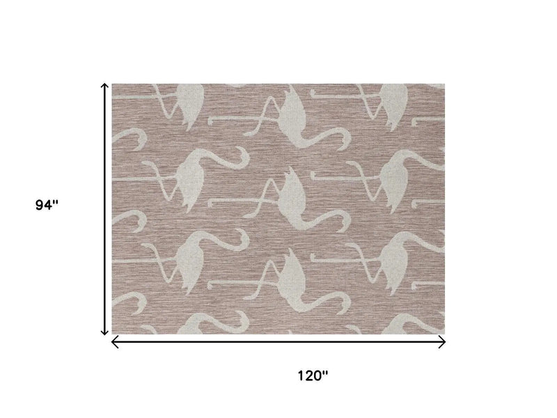 8' X 10' Pink And Cream Animal Print Indoor Outdoor Area Rug Homeroots Outdoor