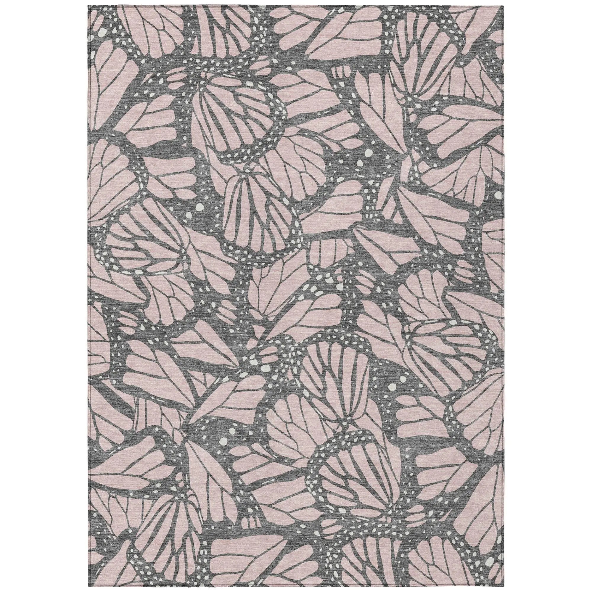 8' X 10' Pink And Graphite Animal Print Washable Indoor Outdoor Area Rug Homeroots Outdoor