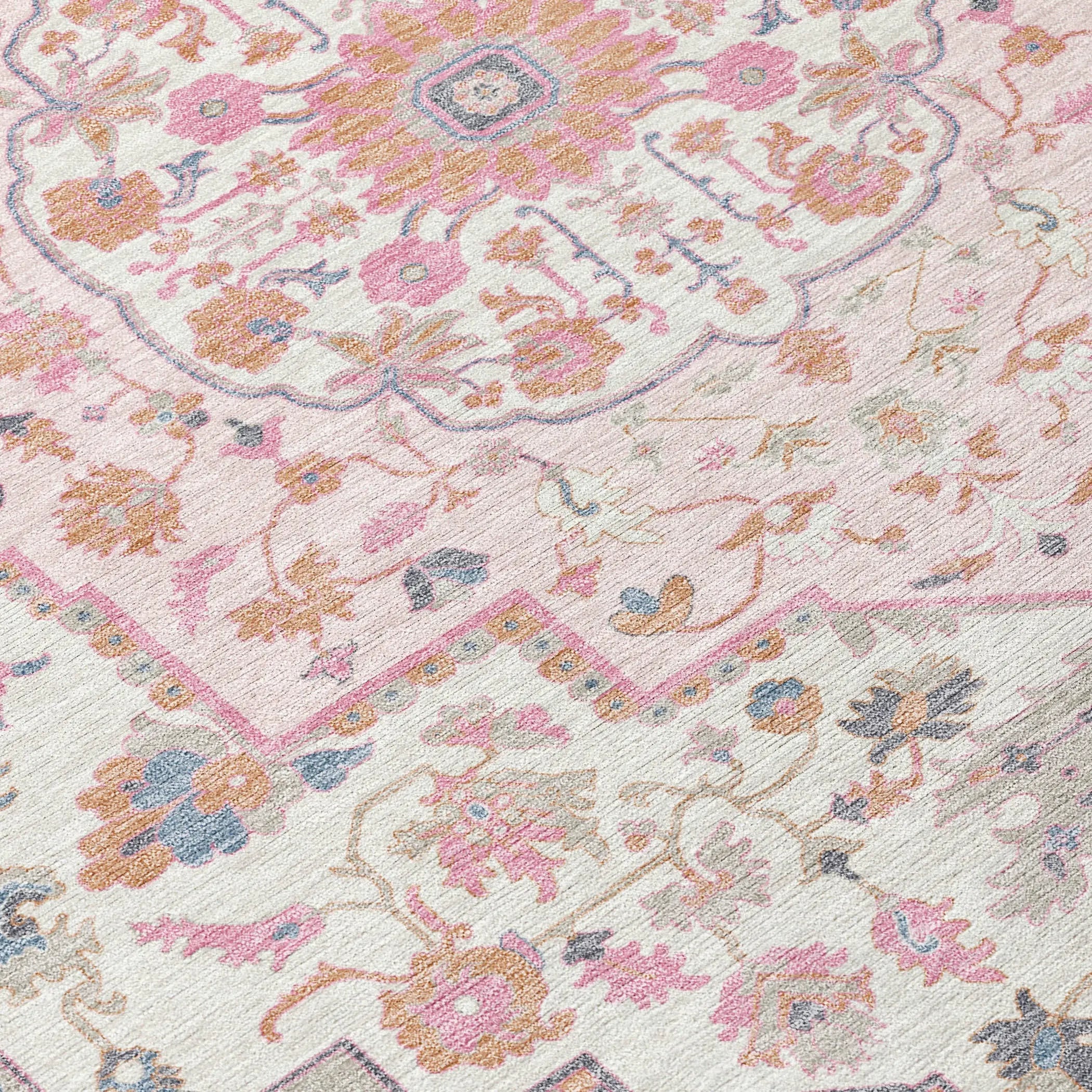 8' X 10' Pink And Gray Oriental Washable Indoor Outdoor Area Rug Homeroots Outdoor