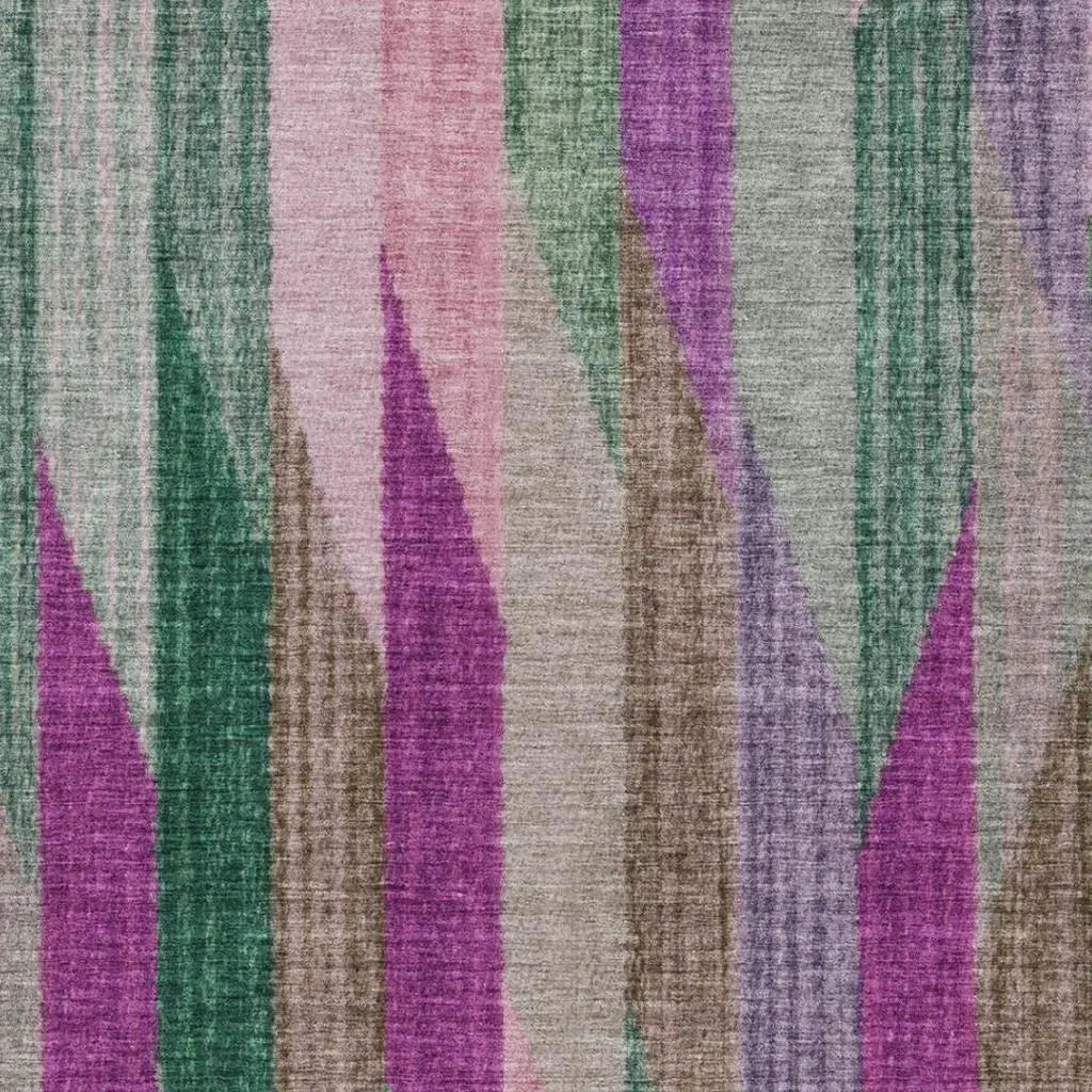 8' X 10' Pink And Green Striped Washable Indoor Outdoor Area Rug Homeroots Outdoor