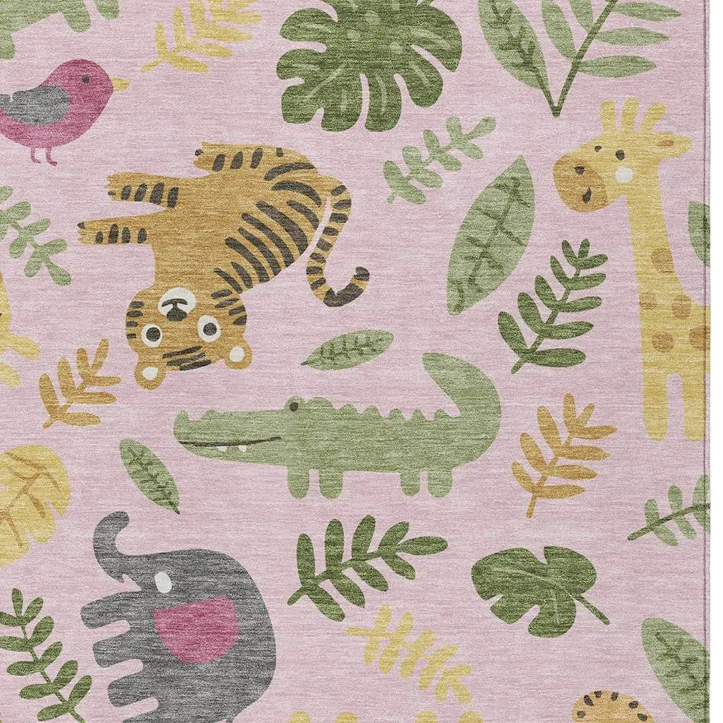 8' X 10' Pink And Ivory Abstract Washable Indoor Outdoor Area Rug Homeroots Outdoor