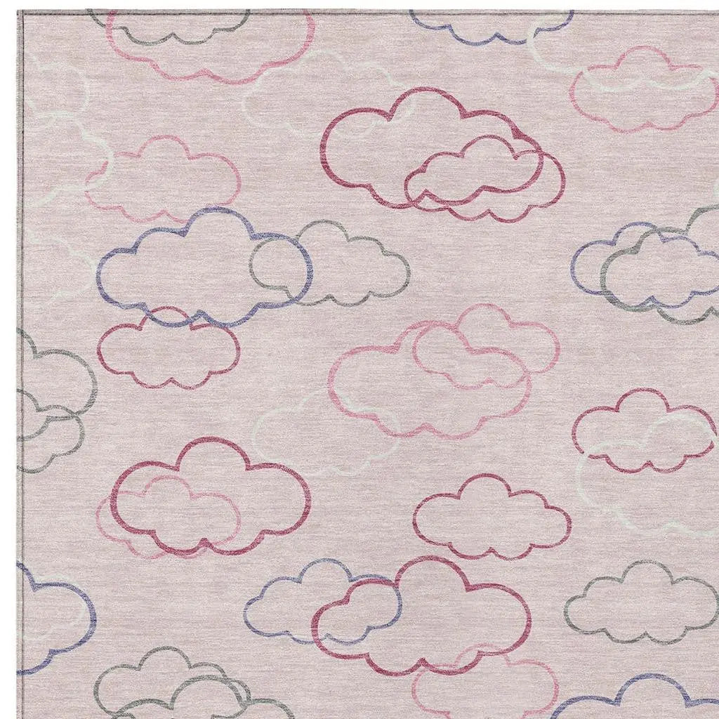 8' X 10' Pink And Ivory Abstract Washable Indoor Outdoor Area Rug Homeroots Outdoor