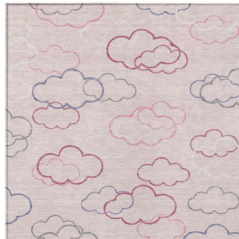 8' X 10' Pink And Ivory Abstract Washable Indoor Outdoor Area Rug Homeroots Outdoor
