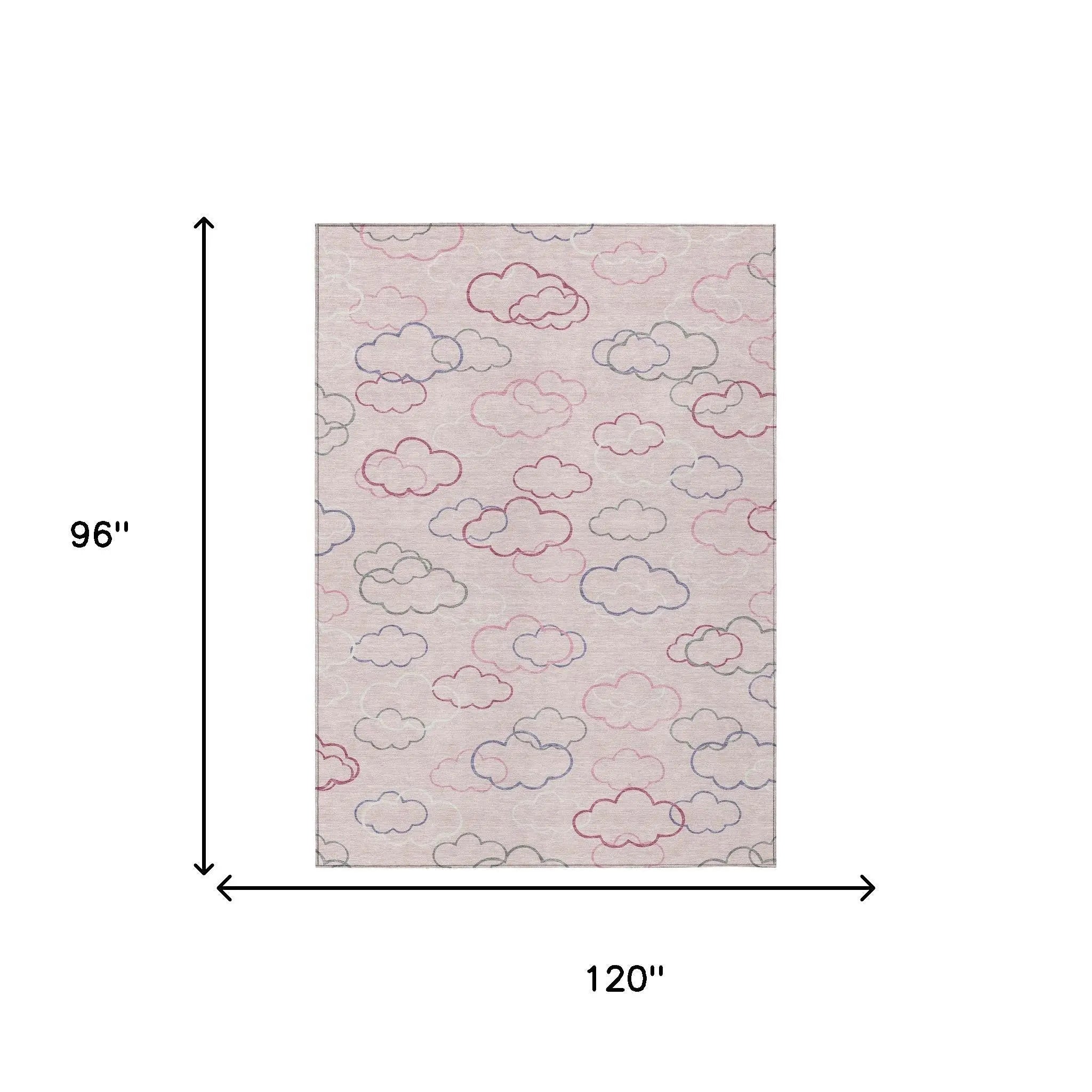 8' X 10' Pink And Ivory Abstract Washable Indoor Outdoor Area Rug Homeroots Outdoor