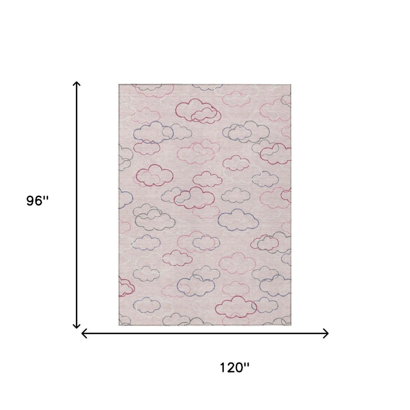 8' X 10' Pink And Ivory Abstract Washable Indoor Outdoor Area Rug Homeroots Outdoor