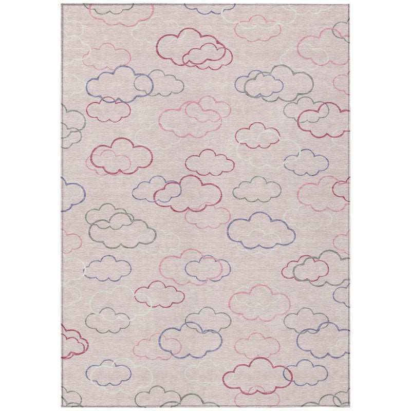 8' X 10' Pink And Ivory Abstract Washable Indoor Outdoor Area Rug Homeroots Outdoor
