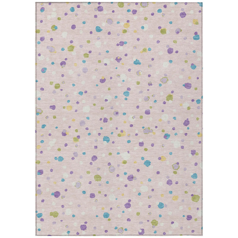 8' X 10' Pink And Ivory Geometric Washable Indoor Outdoor Area Rug Homeroots Outdoor