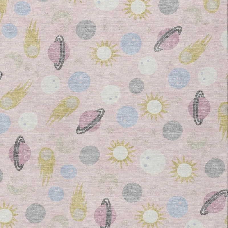 8' X 10' Pink And Ivory Geometric Washable Indoor Outdoor Area Rug Homeroots Outdoor