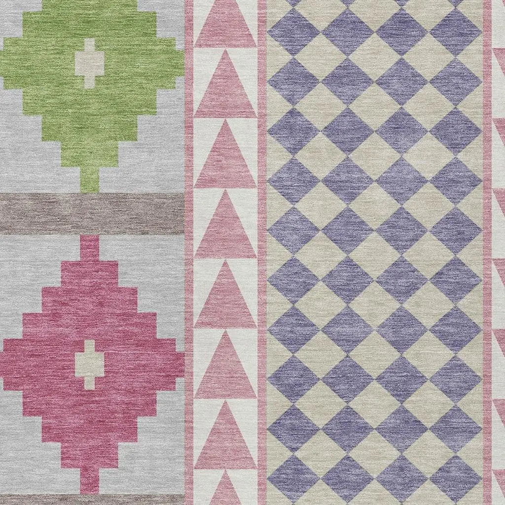8' X 10' Pink And Ivory Southwestern Washable Indoor Outdoor Area Rug Homeroots Outdoor