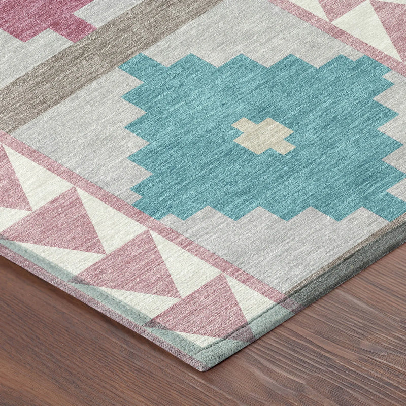 8' X 10' Pink And Ivory Southwestern Washable Indoor Outdoor Area Rug Homeroots Outdoor