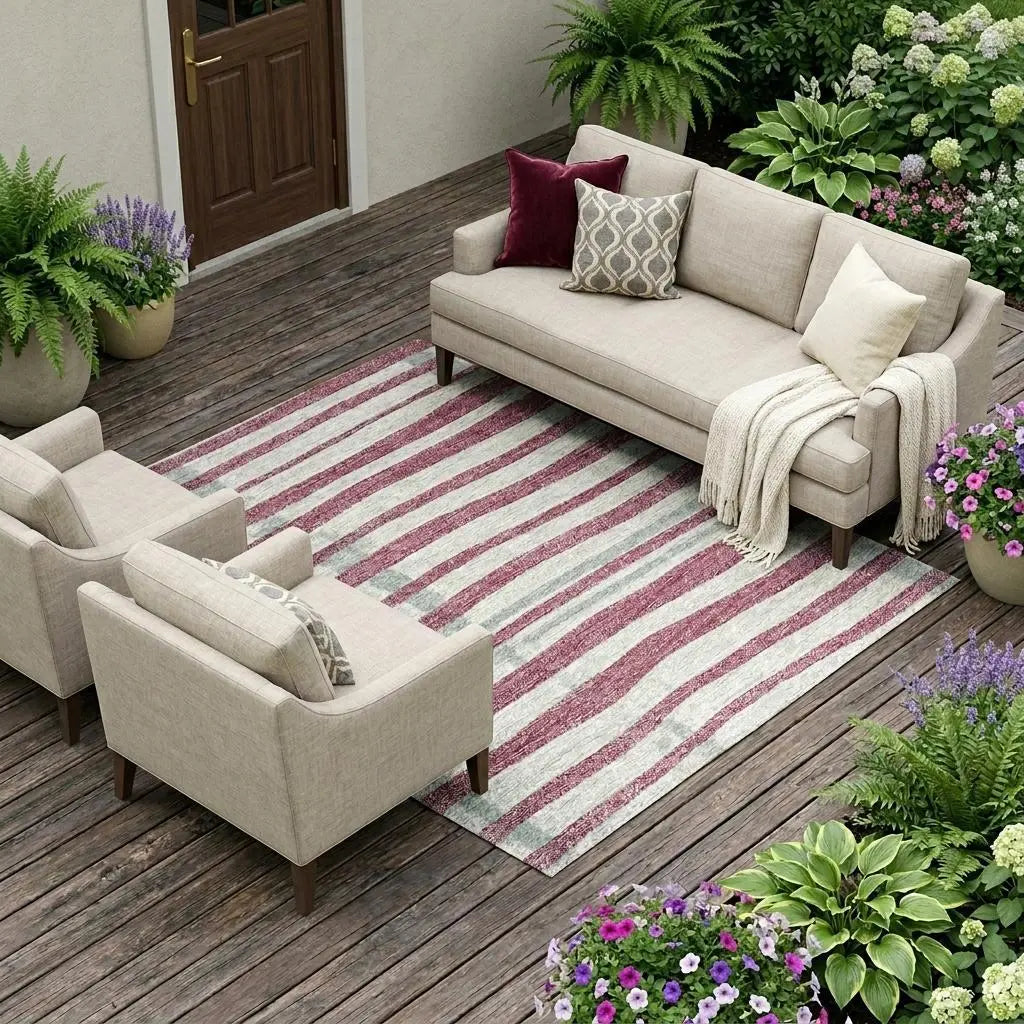 8' X 10' Pink And Ivory Zebra Print Washable Indoor Outdoor Area Rug Homeroots Outdoor