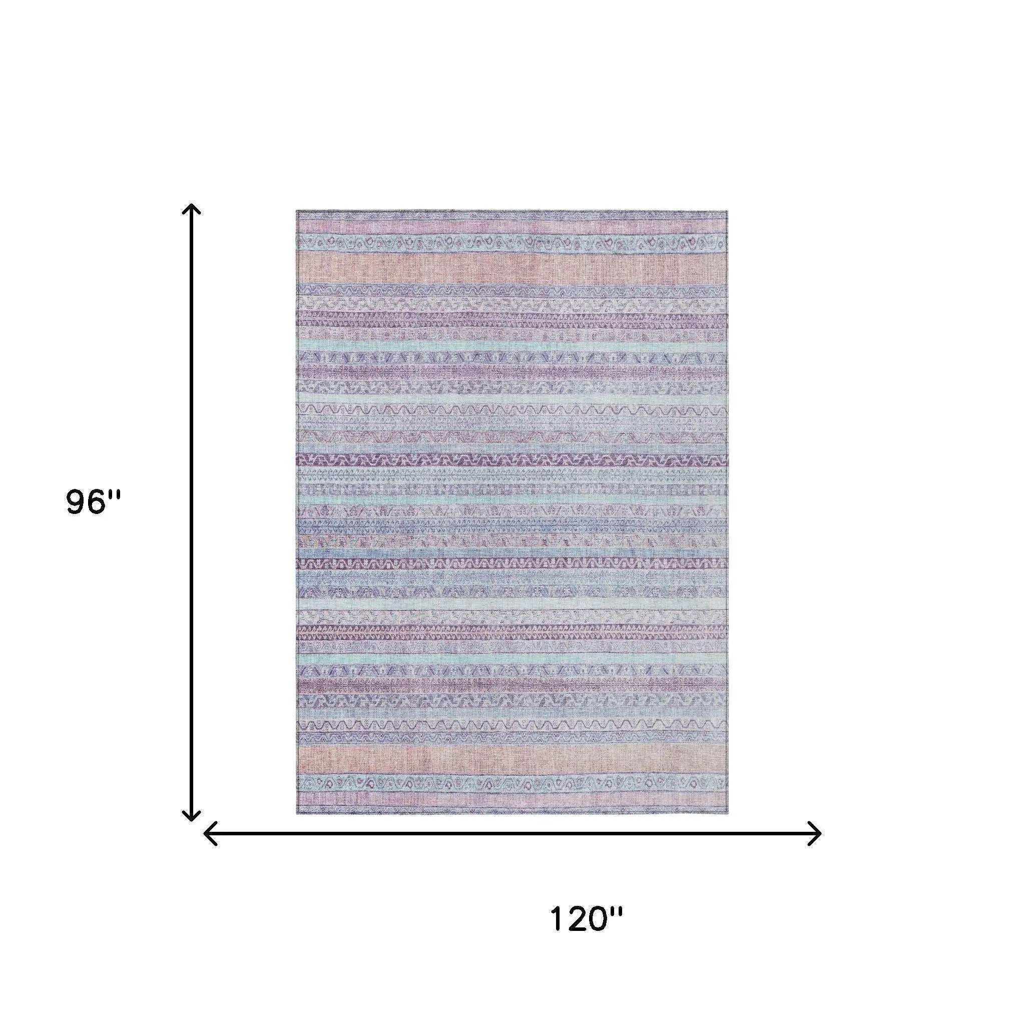 8' X 10' Pink And Lavender Striped Washable Indoor Outdoor Area Rug Homeroots Outdoor