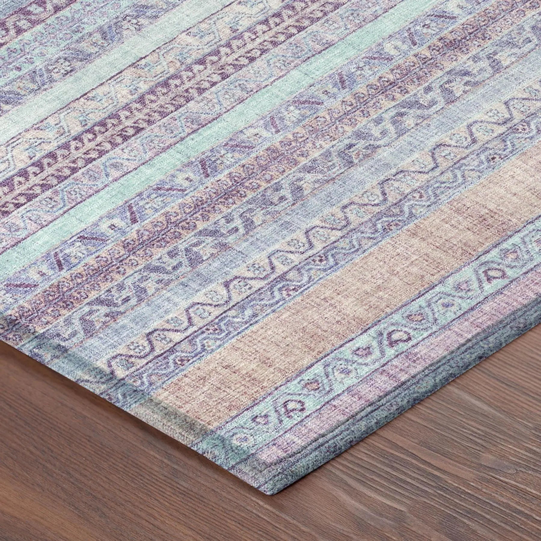 8' X 10' Pink And Lavender Striped Washable Indoor Outdoor Area Rug Homeroots Outdoor