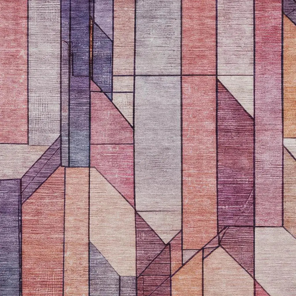 8' X 10' Pink And Mauve Geometric Washable Indoor Outdoor Area Rug Homeroots Outdoor