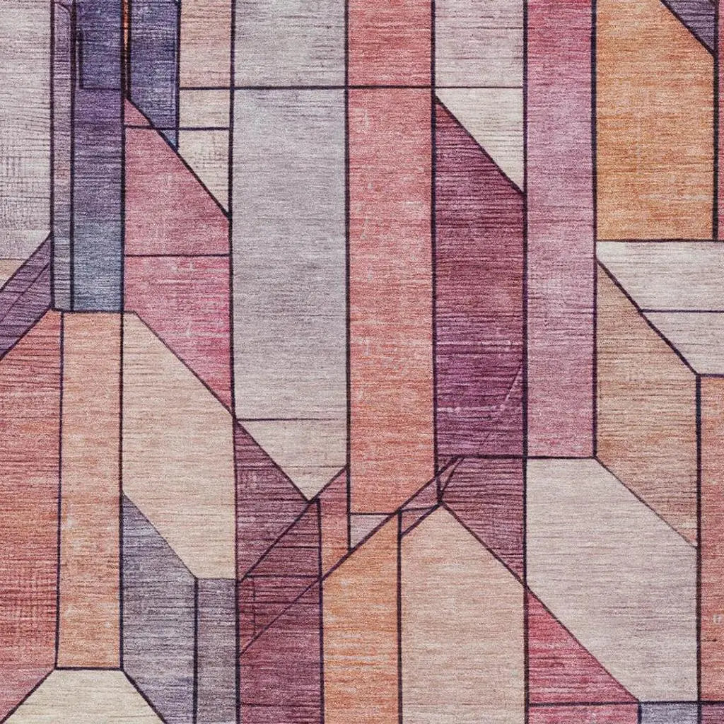8' X 10' Pink And Mauve Geometric Washable Indoor Outdoor Area Rug Homeroots Outdoor