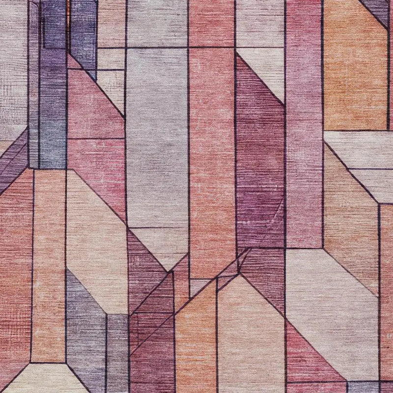 8' X 10' Pink And Mauve Geometric Washable Indoor Outdoor Area Rug Homeroots Outdoor