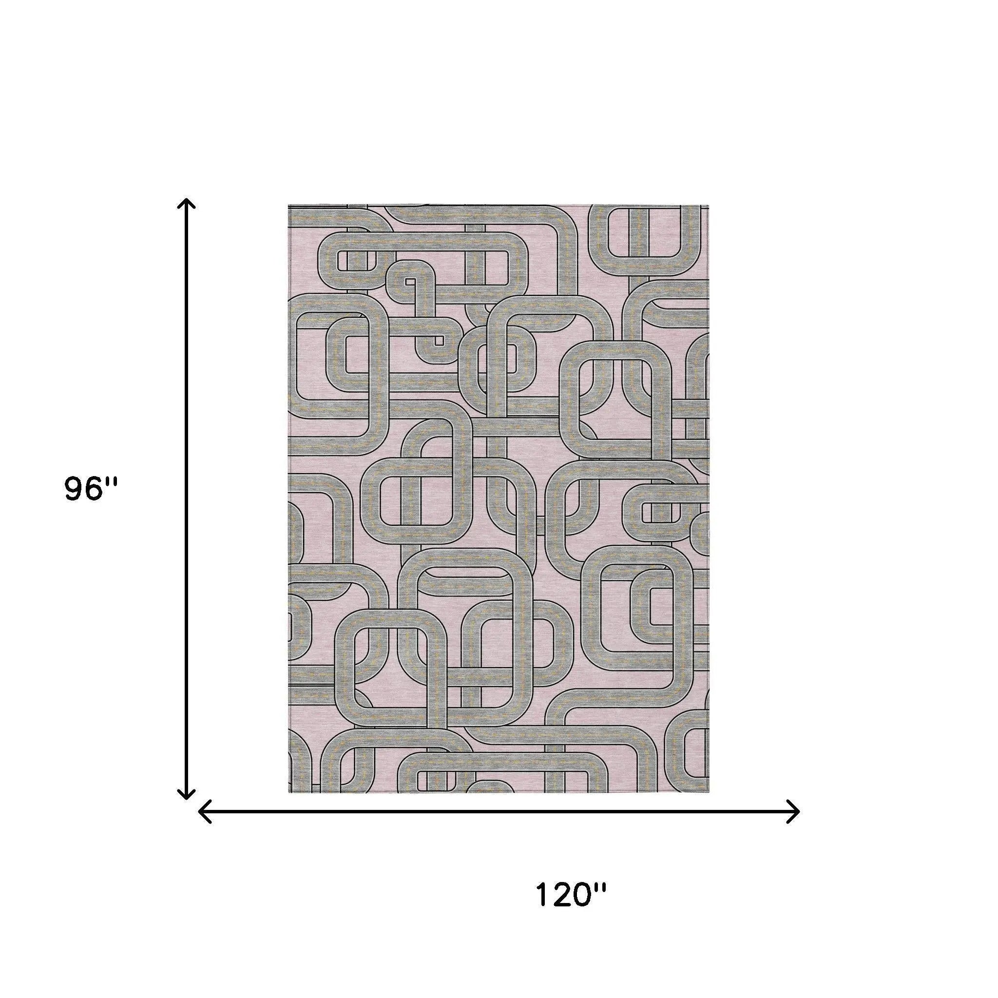 8' X 10' Pink And Pewter Geometric Washable Indoor Outdoor Area Rug Homeroots Outdoor