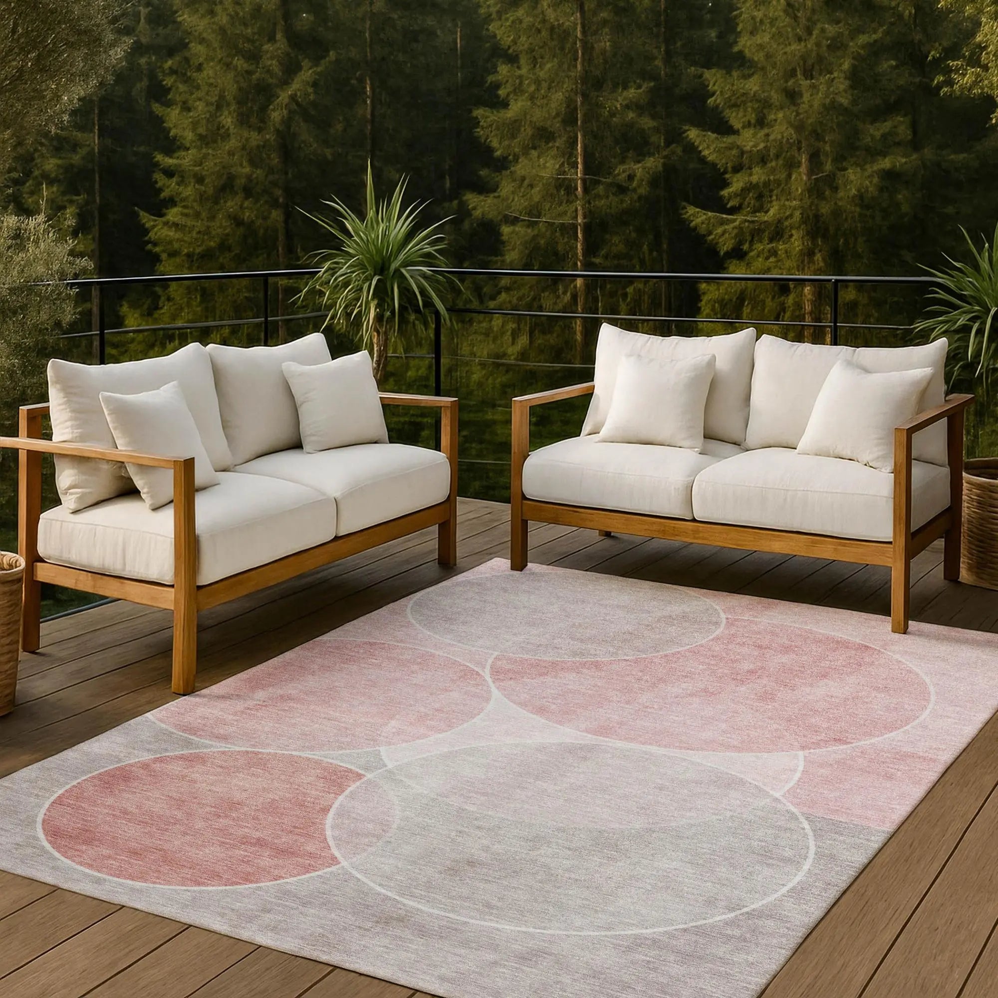 8' X 10' Pink And Pewter Geometric Washable Indoor Outdoor Area Rug Homeroots Outdoor