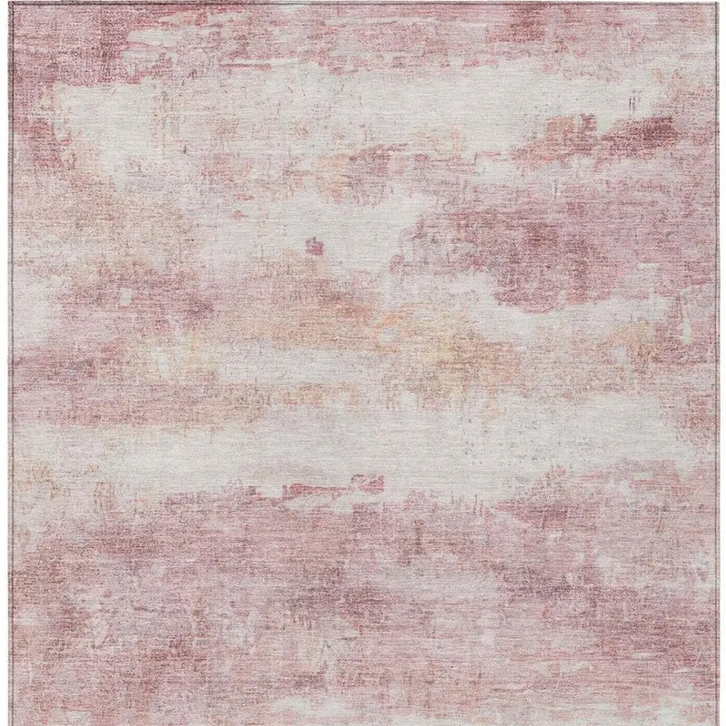 8' X 10' Pink And Tan Abstract Washable Indoor Outdoor Area Rug Homeroots Outdoor
