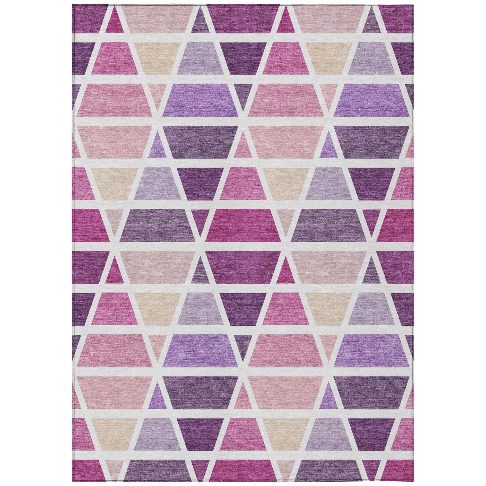 8' X 10' Pink And White Geometric Washable Indoor Outdoor Area Rug Homeroots Outdoor
