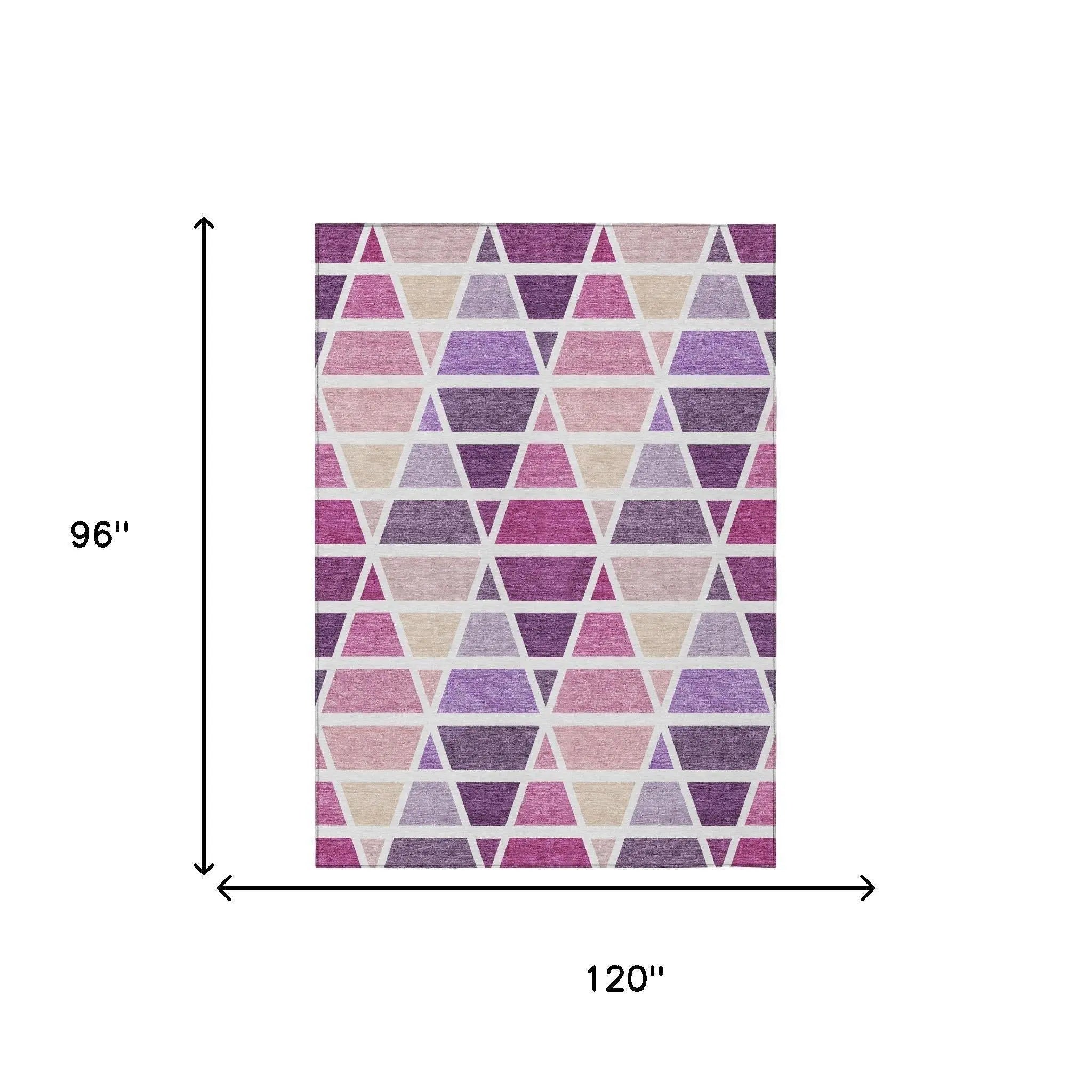 8' X 10' Pink And White Geometric Washable Indoor Outdoor Area Rug Homeroots Outdoor