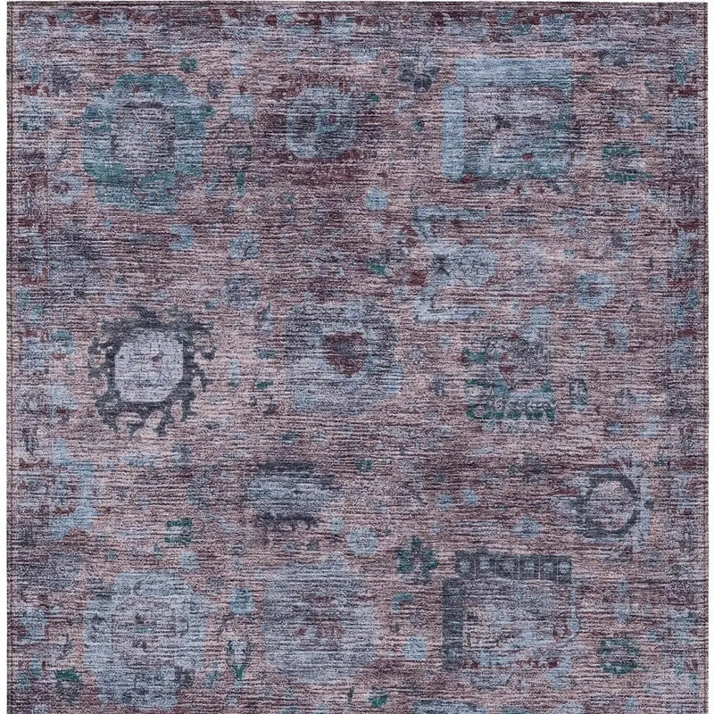 8' X 10' Plum And Brown Abstract Washable Indoor Outdoor Area Rug Homeroots Outdoor