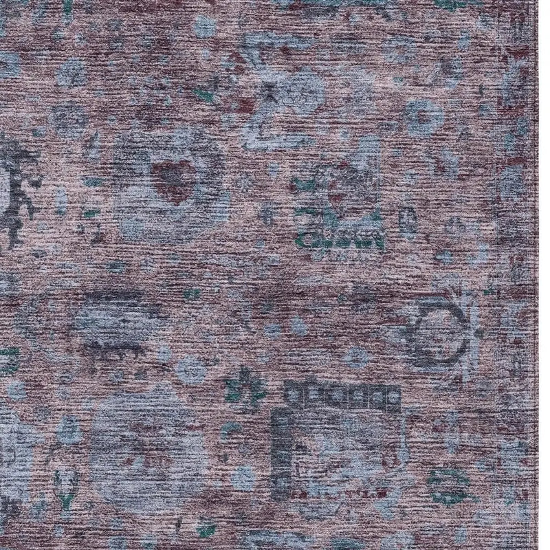 8' X 10' Plum And Brown Abstract Washable Indoor Outdoor Area Rug Homeroots Outdoor