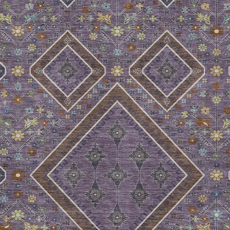 8' X 10' Plum And Eggplant Medallion Washable Indoor Outdoor Area Rug Homeroots Outdoor
