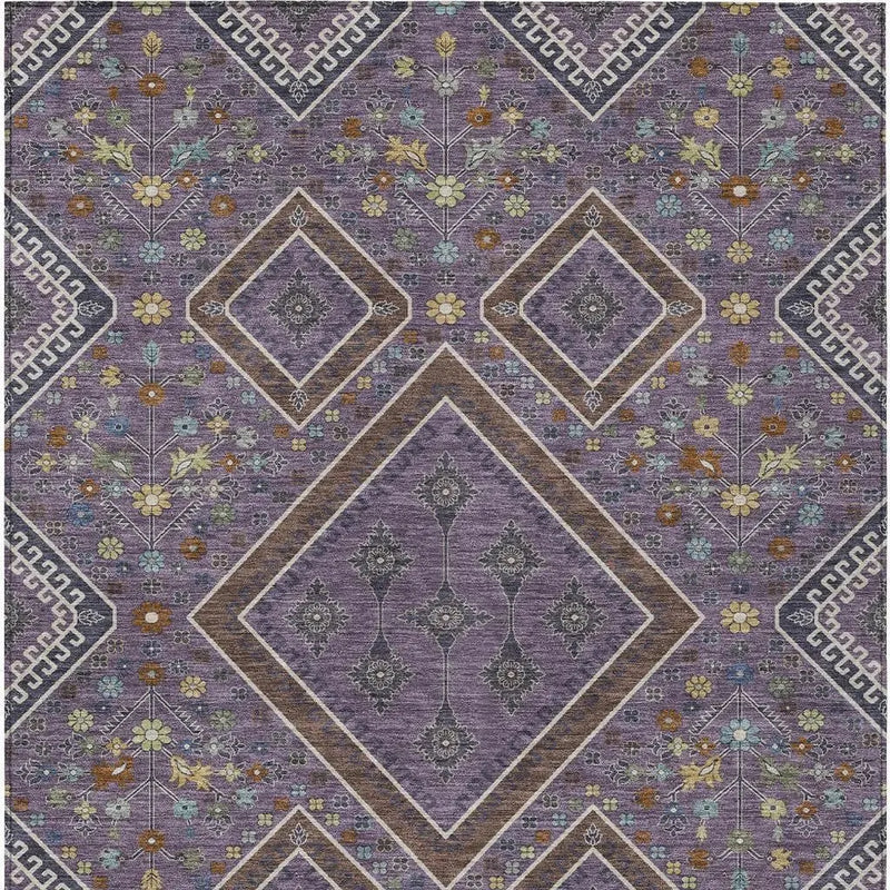 8' X 10' Plum And Eggplant Medallion Washable Indoor Outdoor Area Rug Homeroots Outdoor