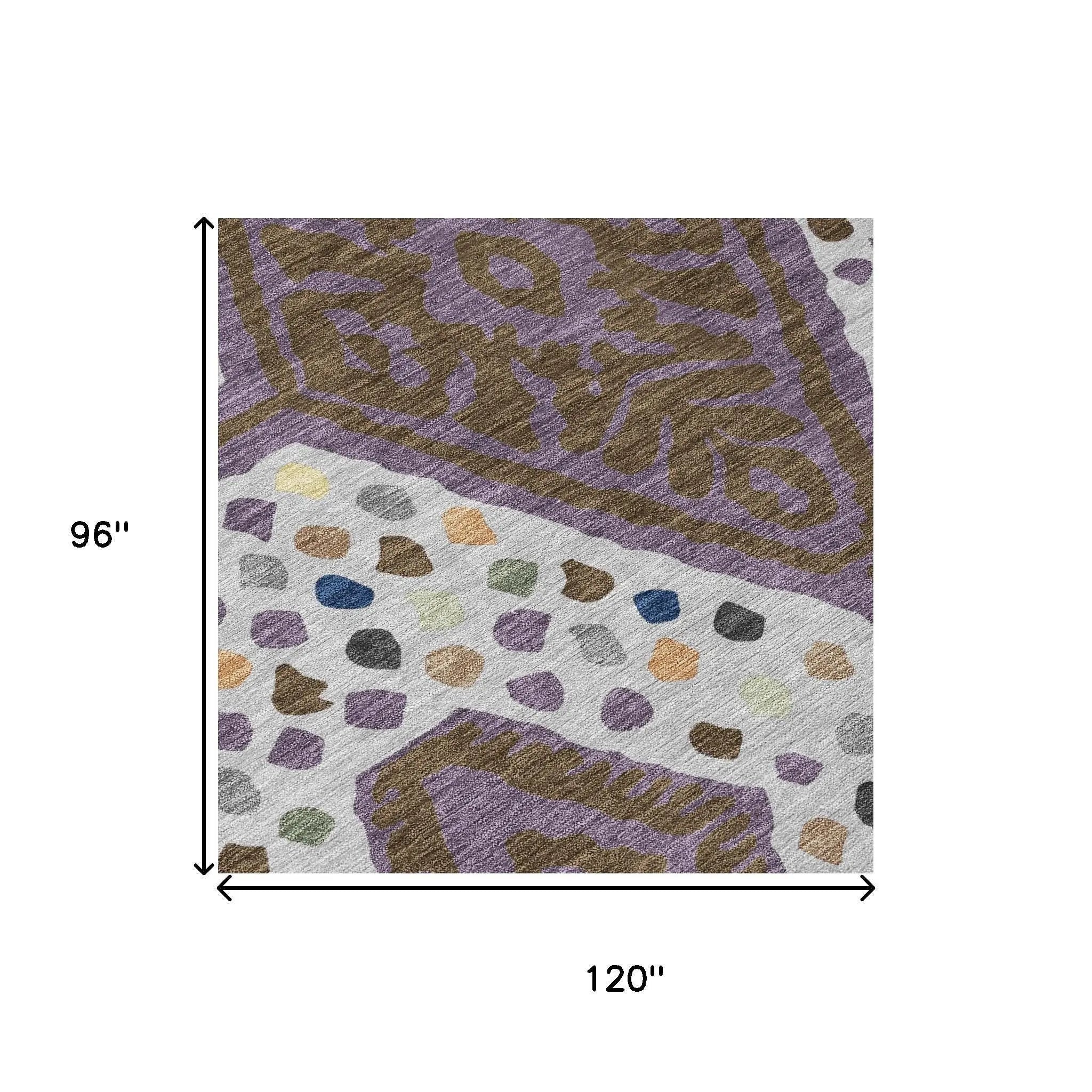 8' X 10' Plum And Eggplant Tribal Washable Indoor Outdoor Area Rug Homeroots Outdoor