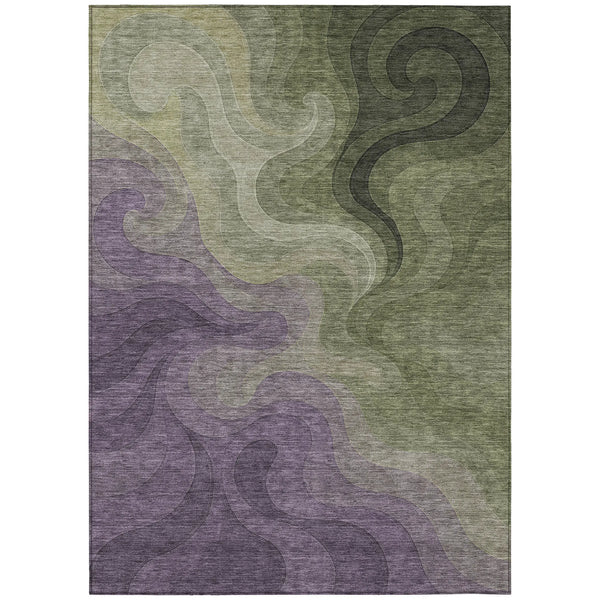 8' X 10' Plum And Green Abstract Washable Indoor Outdoor Area Rug Homeroots Outdoor