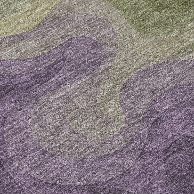 8' X 10' Plum And Green Abstract Washable Indoor Outdoor Area Rug Homeroots Outdoor