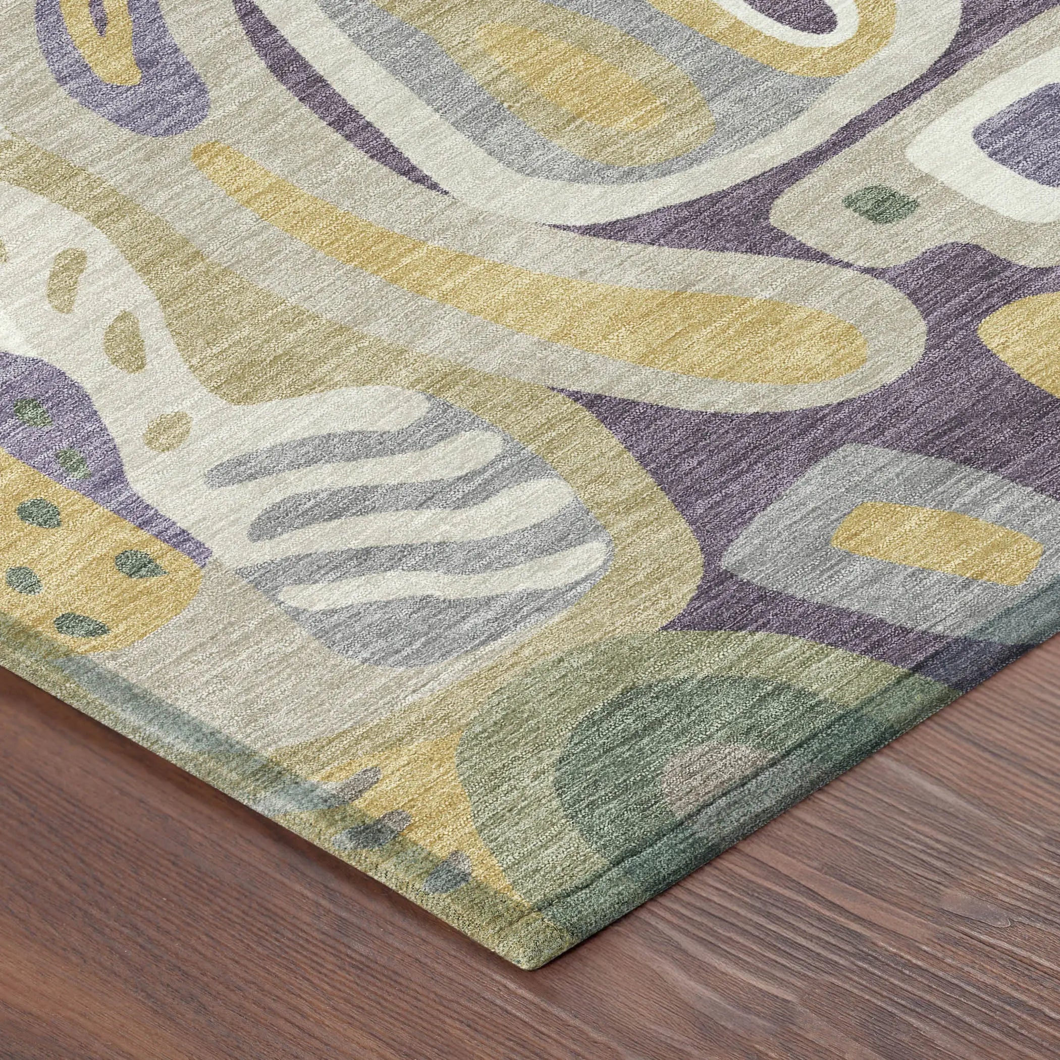8' X 10' Plum And Green Abstract Washable Indoor Outdoor Area Rug Homeroots Outdoor