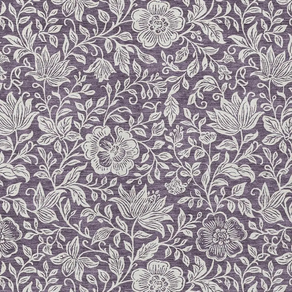8' X 10' Plum And Ivory Floral Washable Indoor Outdoor Area Rug Homeroots Outdoor