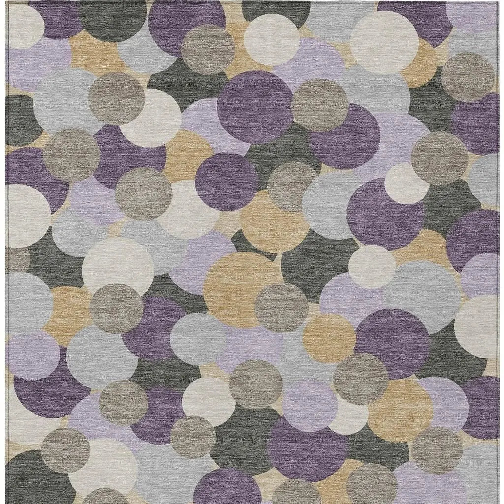 8' X 10' Plum And Lavender Geometric Washable Indoor Outdoor Area Rug Homeroots Outdoor