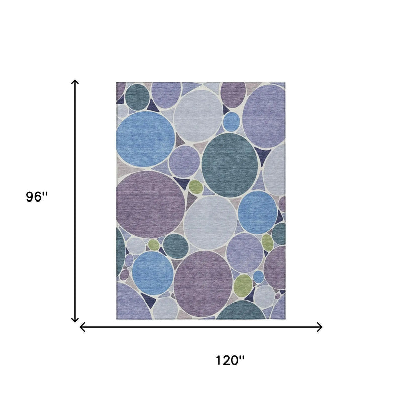 8' X 10' Plum And Lavender Geometric Washable Indoor Outdoor Area Rug Homeroots Outdoor
