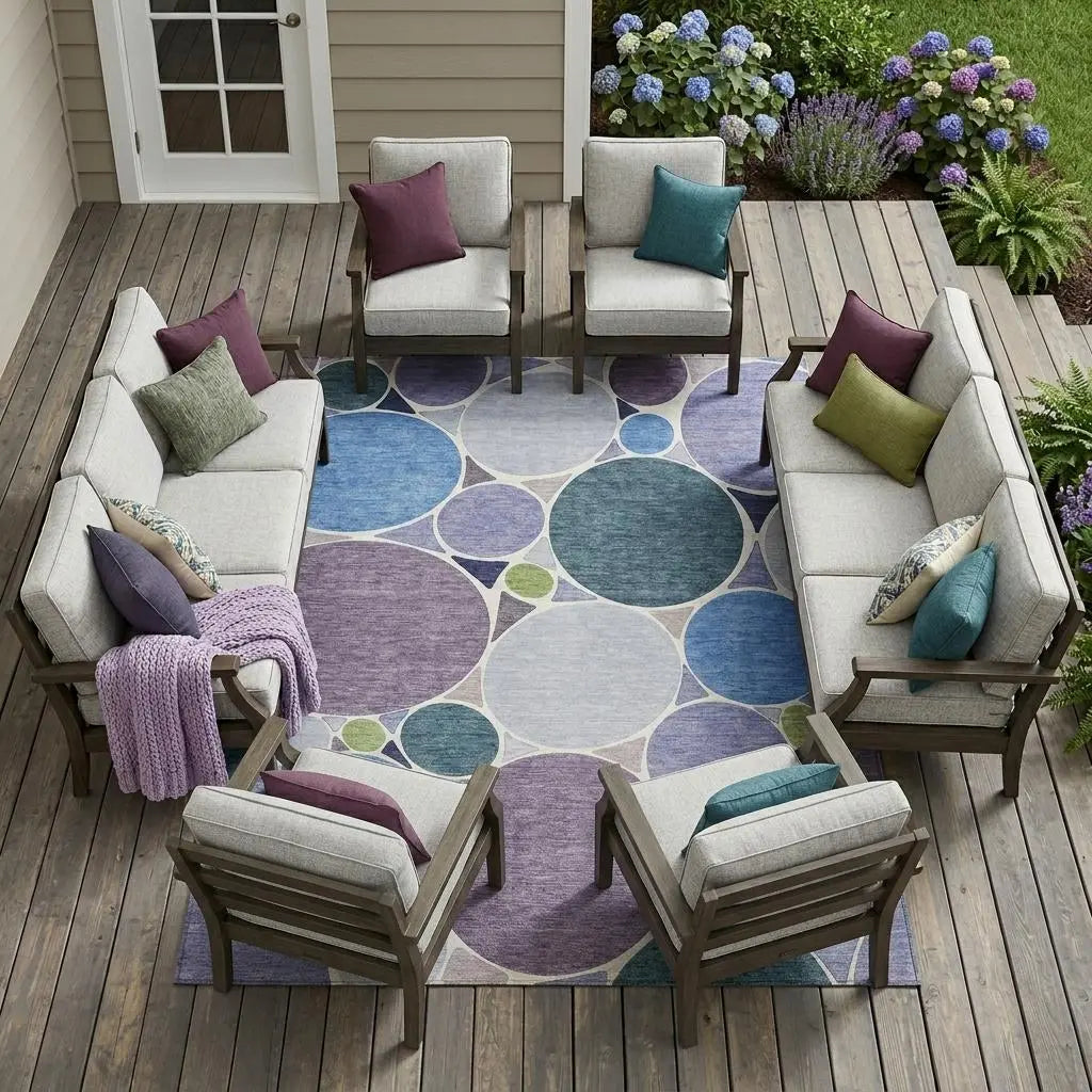 8' X 10' Plum And Lavender Geometric Washable Indoor Outdoor Area Rug Homeroots Outdoor