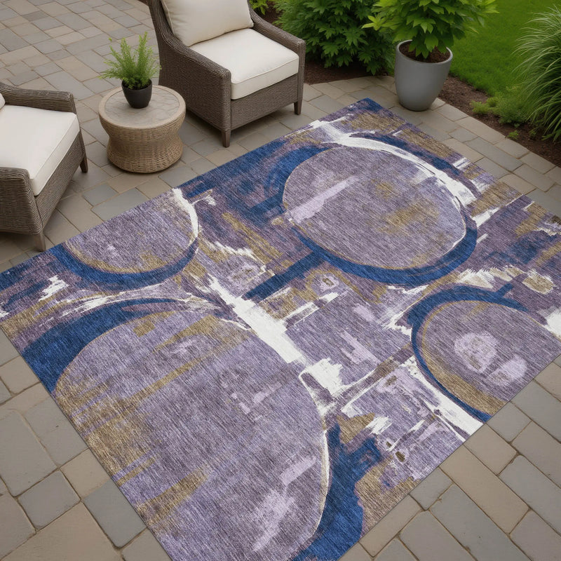 8' X 10' Plum And Purple Abstract Washable Indoor Outdoor Area Rug Homeroots Outdoor
