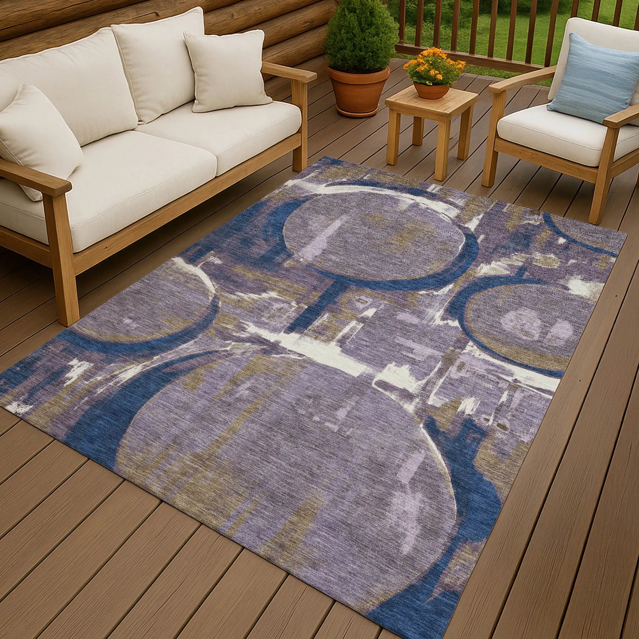 8' X 10' Plum And Purple Abstract Washable Indoor Outdoor Area Rug Homeroots Outdoor