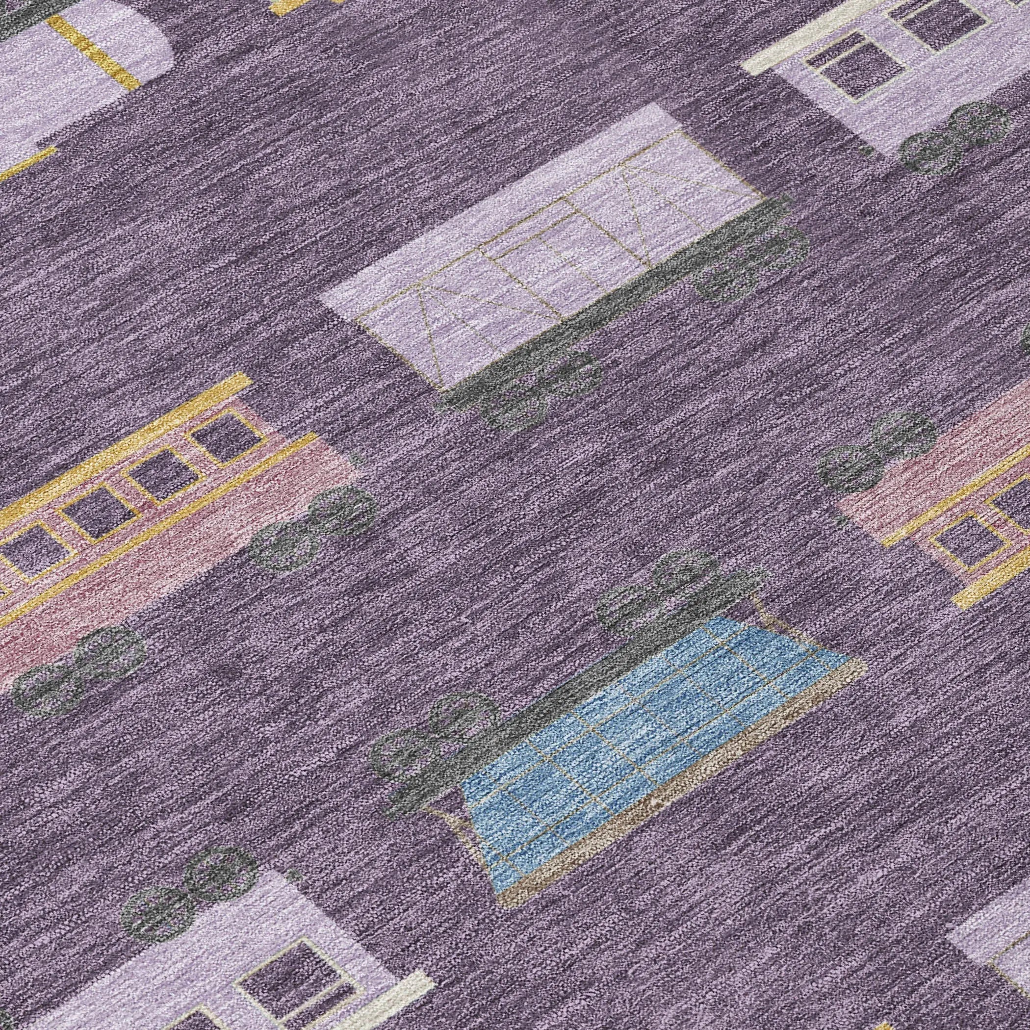 8' X 10' Plum And Purple Abstract Washable Indoor Outdoor Area Rug Homeroots Outdoor
