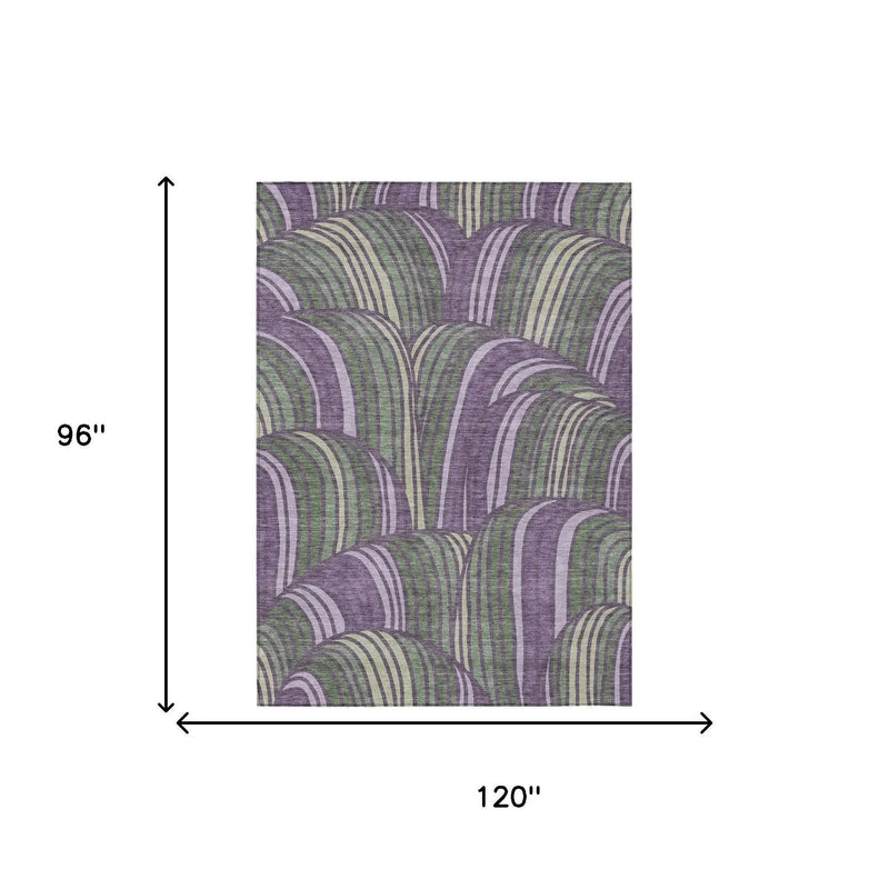 8' X 10' Plum And Purple Abstract Washable Indoor Outdoor Area Rug Homeroots Outdoor