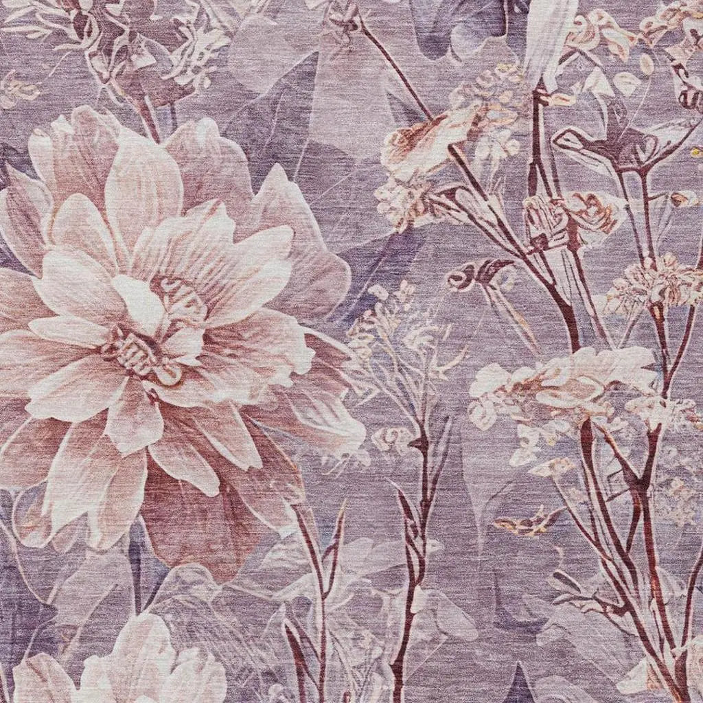 8' X 10' Plum And Purple Floral Washable Indoor Outdoor Area Rug Homeroots Outdoor