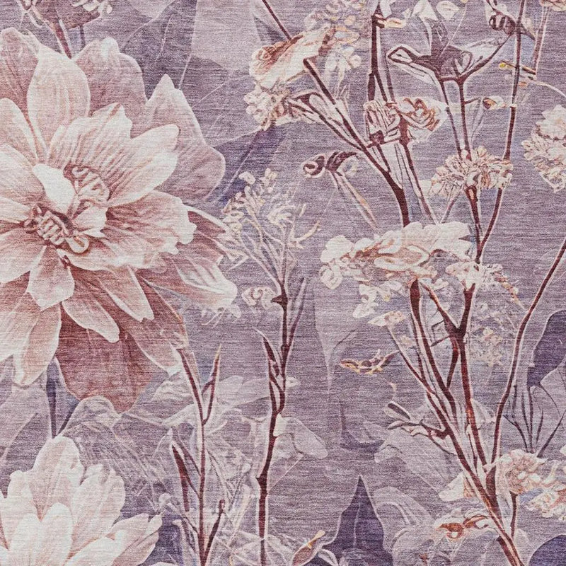 8' X 10' Plum And Purple Floral Washable Indoor Outdoor Area Rug Homeroots Outdoor