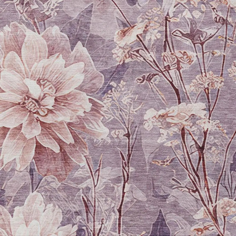 8' X 10' Plum And Purple Floral Washable Indoor Outdoor Area Rug Homeroots Outdoor