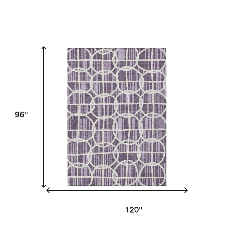 8' X 10' Plum And Purple Geometric Washable Indoor Outdoor Area Rug Homeroots Outdoor