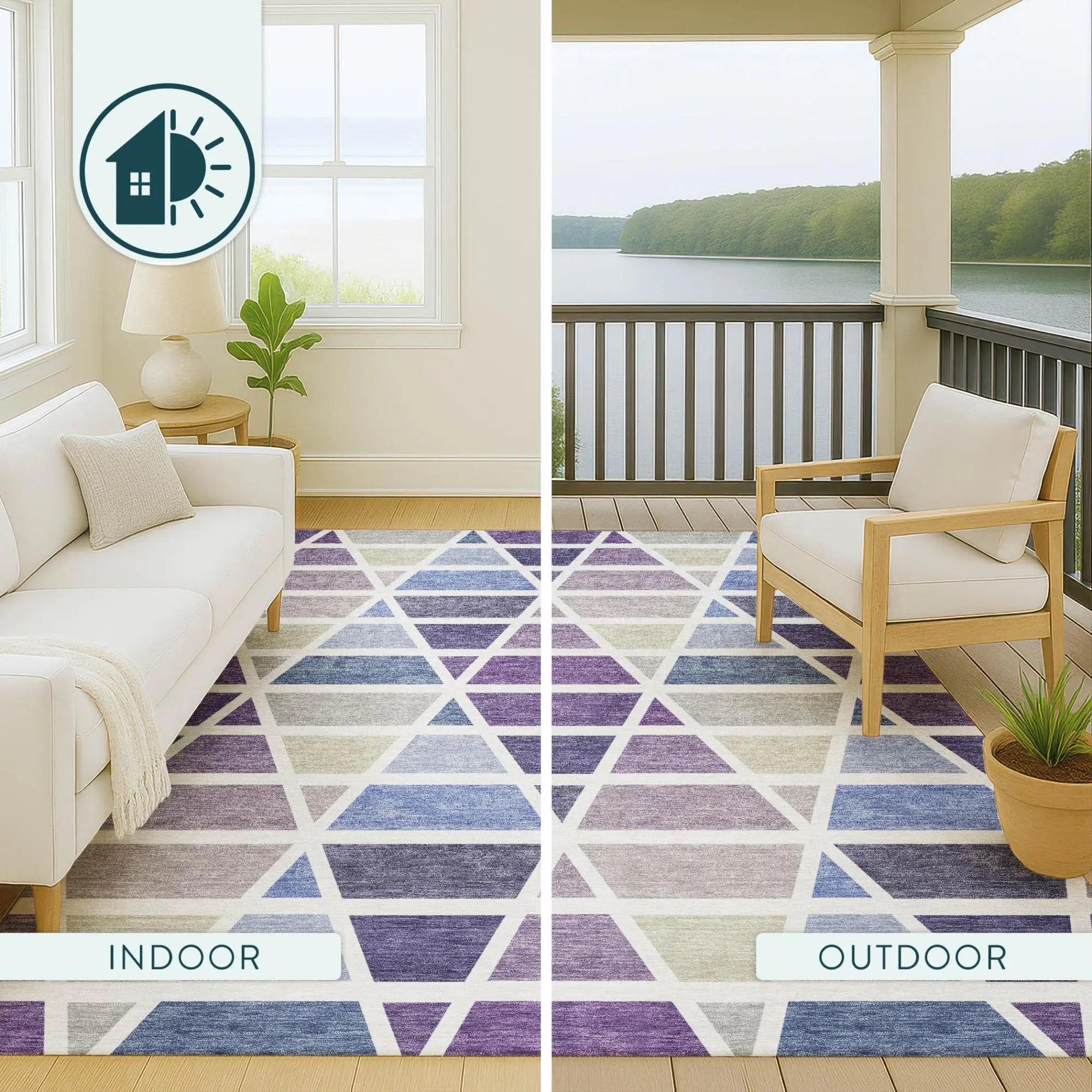8' X 10' Plum And Purple Geometric Washable Indoor Outdoor Area Rug Homeroots Outdoor