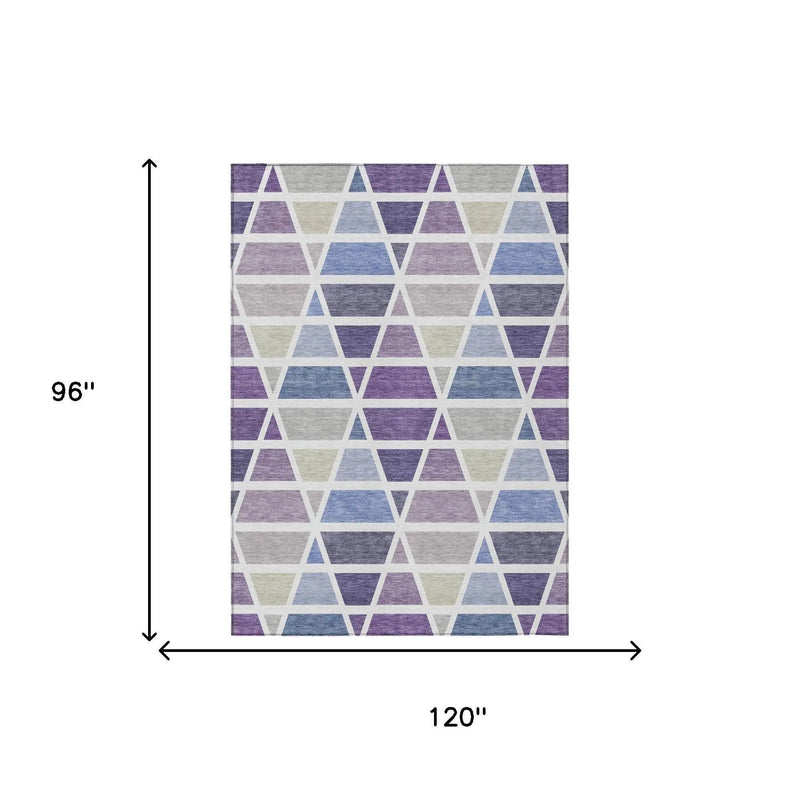 8' X 10' Plum And Purple Geometric Washable Indoor Outdoor Area Rug Homeroots Outdoor