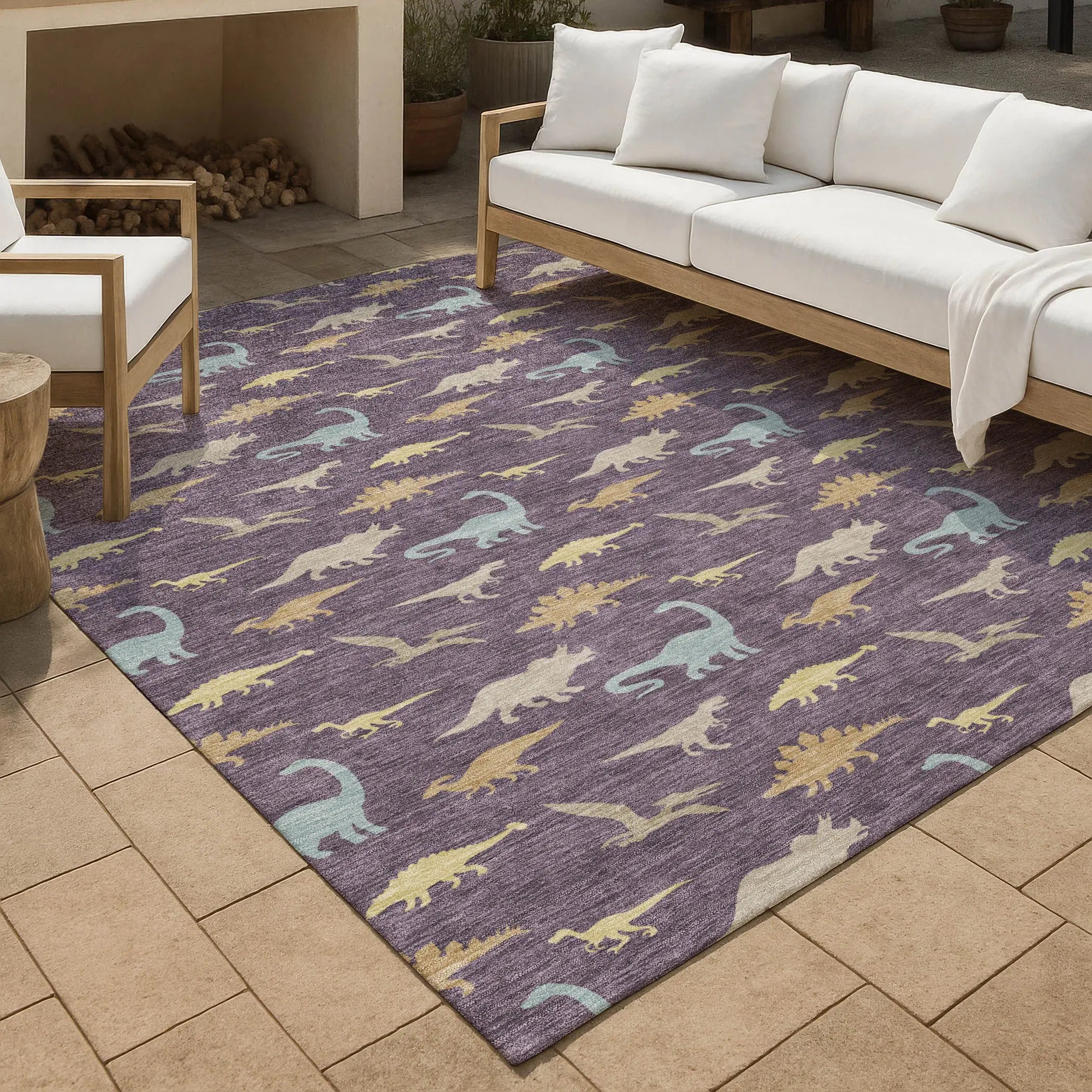 8' X 10' Plum And Purple Geometric Washable Indoor Outdoor Area Rug Homeroots Outdoor